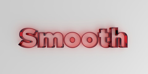 Smooth - Red glass text on white background - 3D rendered royalty free stock image.