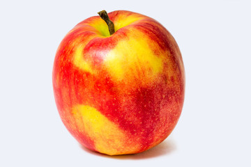 Red apple closeup. Juicy fruit. Healthy food. Vitamins.