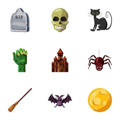 Terrible holiday icons set, cartoon style