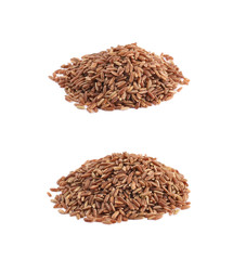 Pile of brown rice grains isolated