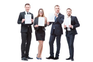 Obraz premium Business people holding blanks