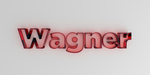 Wagner - Red glass text on white background - 3D rendered royalty free stock image.