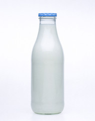 Milk in a glass milk bottle