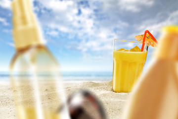 summer time and drink on beach 