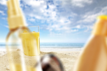 summer time and drink on beach 