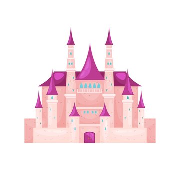 vector illustration of pink princess magic castle