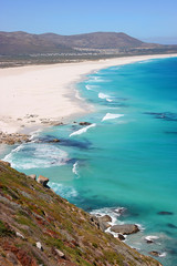 View of Noordhoek Beach from Chapmans Peak Drive on the Cape Peninsula near Cape Town, South Africa