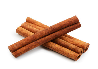 Cinnamon sticks isolated on the white background