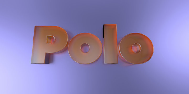 Polo - colorful glass text on vibrant background - 3D rendered royalty free stock image.