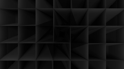 Black Empty Low Poly Geometric Grid Background 3d Rendering