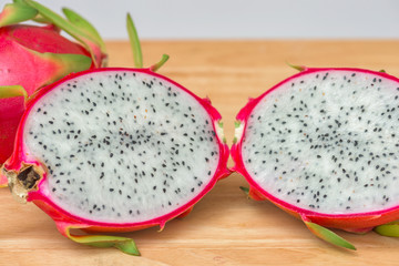 Dragon fruit on wooden table