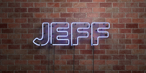 Fototapeta premium JEFF - fluorescent Neon tube Sign on brickwork - Front view - 3D rendered royalty free stock picture. Can be used for online banner ads and direct mailers..