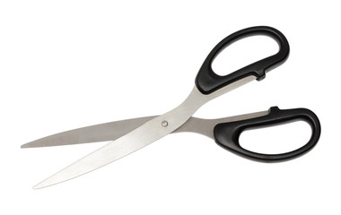 Black scissors isolated on the white background