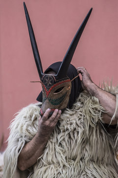 Ottana, Sardinia - Parade of traditional masks of Sardinia at the Carnival 2017