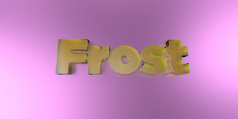 Frost - colorful glass text on vibrant background - 3D rendered royalty free stock image.