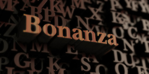 Obraz premium Bonanza - Wooden 3D rendered letters/message. Can be used for an online banner ad or a print postcard.