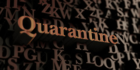 quarantine - Wooden 3D rendered letters/message.  Can be used for an online banner ad or a print postcard.