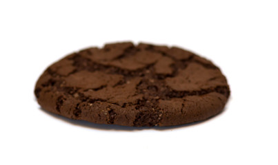 Chocolate chip cookies on a white background.