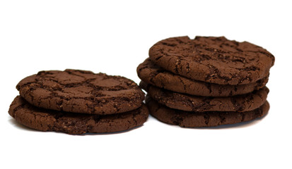 Fototapeta premium Chocolate chip cookies on a white background.