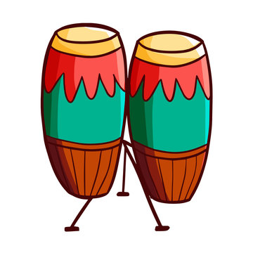 Funny and cute colorful congas musical instrument - vector.