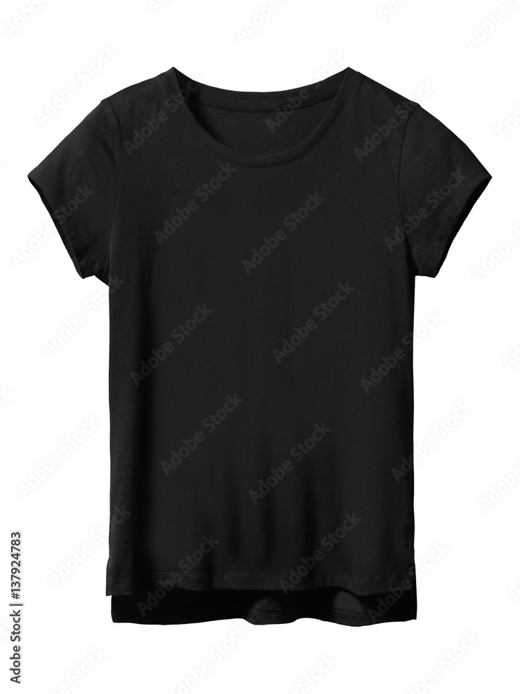 Wall mural Woman’s black textile t-shirt isolated on white