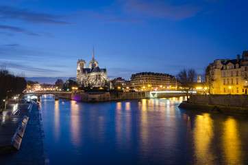 Paris scenic view on Notre-Dame and Ile de la cite - obrazy, fototapety, plakaty