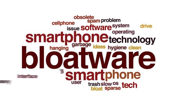 Bloatware animated word cloud, text design animation.