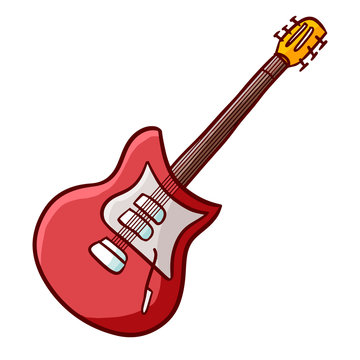Cool and cute red electric guitar - vector.