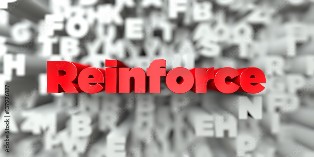 Fototapete reinforce - red text on typography background - 3d rendered royalty free stock image. this image can