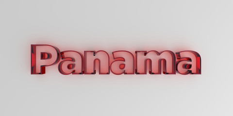 Panama - Red glass text on white background - 3D rendered royalty free stock image.