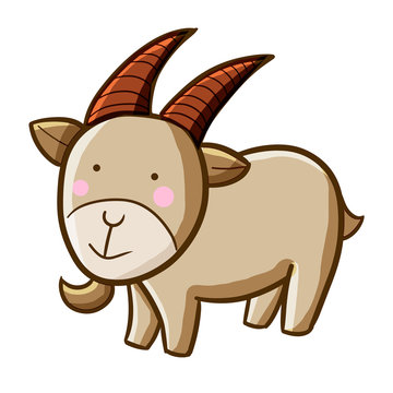 Funny and cute brown grey mountain goat - vector.