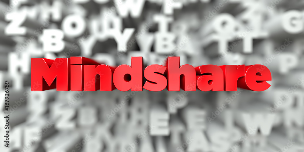 Fototapete mindshare - red text on typography background - 3d rendered royalty free stock image. this image can