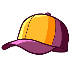 Cool and funny yellow purple sport hat - vector.