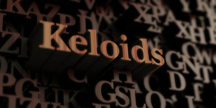 Keloids - Wooden 3D rendered letters/message.  Can be used for an online banner ad or a print postcard.