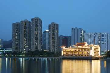Fototapeta na wymiar Waterfront buildings in Hong Kong