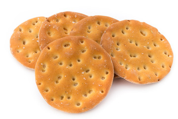 Short pastry cookies isolated on white background.