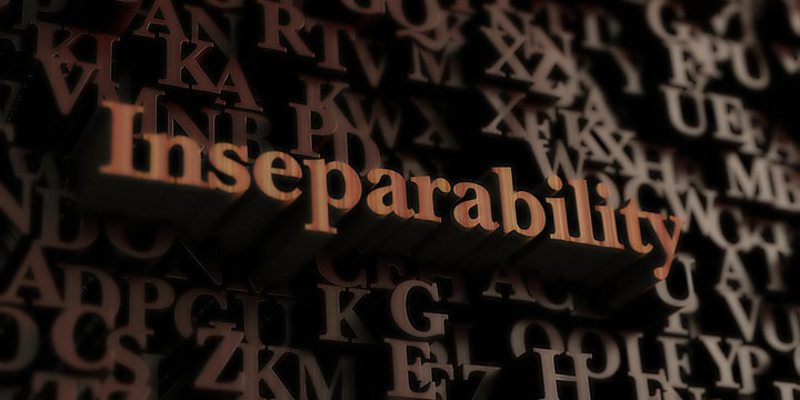 Inseparability - Wooden 3D rendered letters/message.  Can be used for an online banner ad or a print postcard.