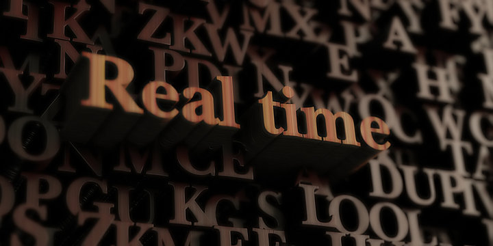 Real Time - Wooden 3D Rendered Letters/message.  Can Be Used For An Online Banner Ad Or A Print Postcard.