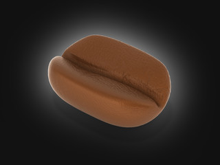 coffee bean without shadow on black gradient background 3d