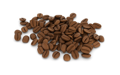 coffee beans isolated on white background 3d