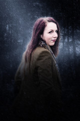 Fototapeta premium young woman in the rain