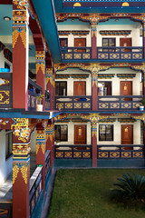 Facade of a modern tibetan monastery in Nepal