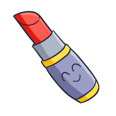 Funny and cute purple lipstick smiling - vector.