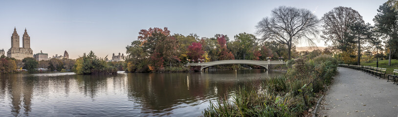 Fototapeta premium Bow bridge Central Park in autumn
