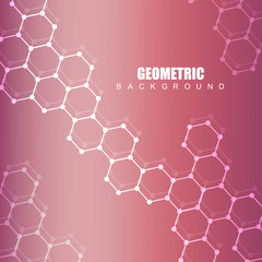 Geometric abstract background with connected line and dots. Structure molecule and communication. Scientific concept for your design. Medical, technology, science background. Vector illustration.