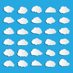 collection of vector clouds on blue background
