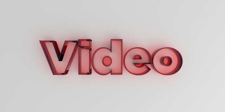 Video - Red glass text on white background - 3D rendered royalty free stock image.