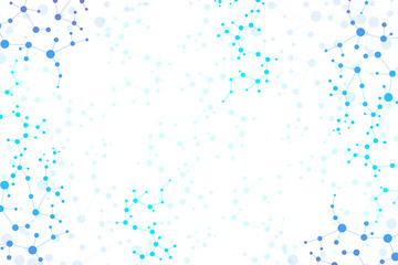 Structure molecule and communication. Dna, atom, neurons. Scientific concept for your design. Connected lines with dots. Medical, technology, chemistry, science background. Vector illustration.