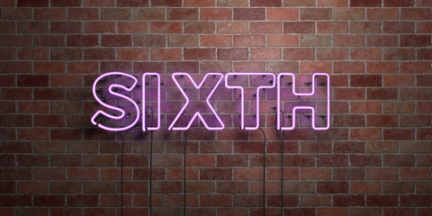 Fototapeta premium SIXTH - fluorescent Neon tube Sign on brickwork - Front view - 3D rendered royalty free stock picture. Can be used for online banner ads and direct mailers..