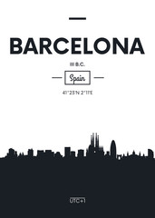 Fototapeta premium Plakat panoramę miasta Barcelona, ilustracja wektorowa płaski